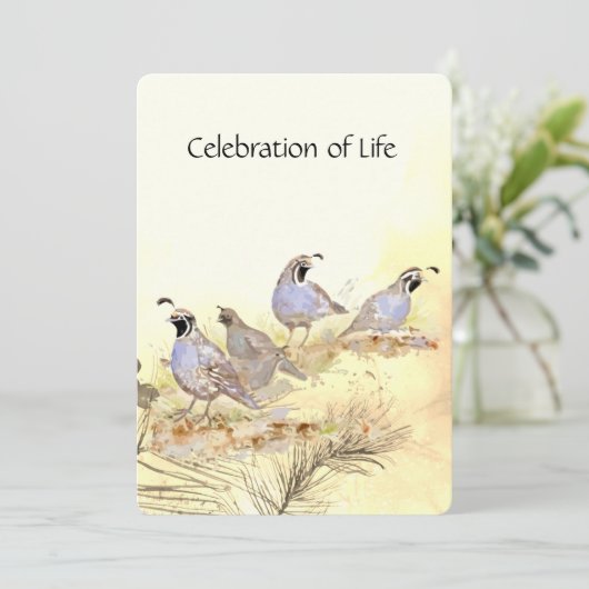 Memorial Service California Quail Bird Group Kaart (Staand voorkant)