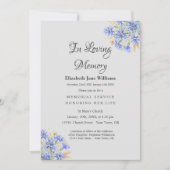 Memorial Service Celebration of Life Cornflower Kaart (Voorkant)