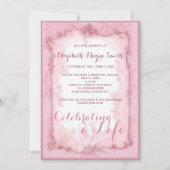 Memorial Service Celebring a Life Pink Roses Kaart (Voorkant)