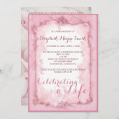 Memorial Service Celebring a Life Pink Roses Kaart (Voorkant / Achterkant)