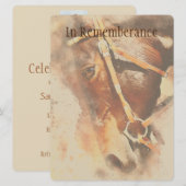 Memorial Service Classic Waterverf Horse Invitati Kaart (Voorkant / Achterkant)