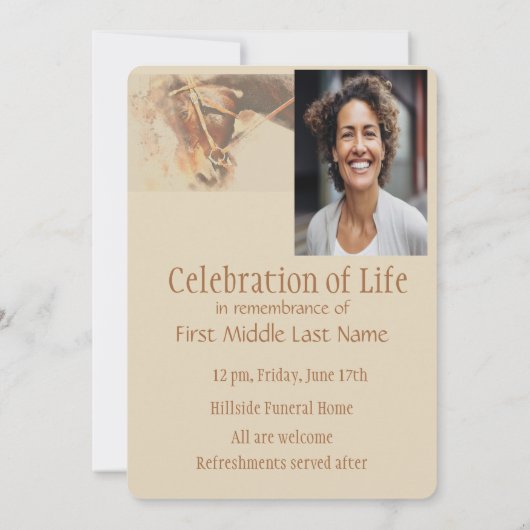 Memorial Service Classic Waterverf Horse Kaart (Achterkant)