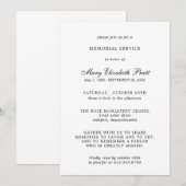 Memorial Service Elegant Black White Funeral Kaart (Voorkant / Achterkant)