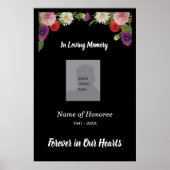 Memorial Service elegant floral border and foto Poster (Voorkant)