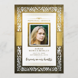 Memorial Service Elegant Golden Border Invitation Kaart