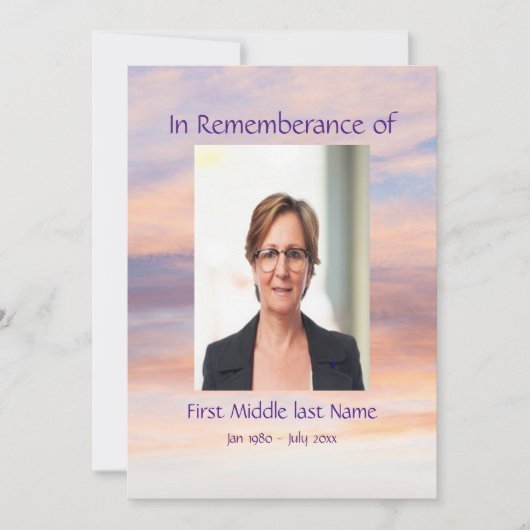 Memorial Service Evening Sunset Sunset Sunset Kaart (Voorkant)