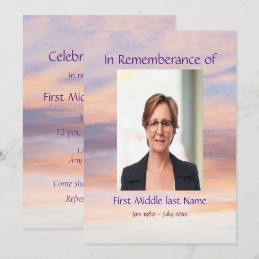 Memorial Service Evening Sunset Sunset Sunset Kaart (Voorkant / Achterkant)