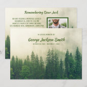 Memorial Service Foggy Forest Trees voegen je foto Kaart (Voorkant / Achterkant)