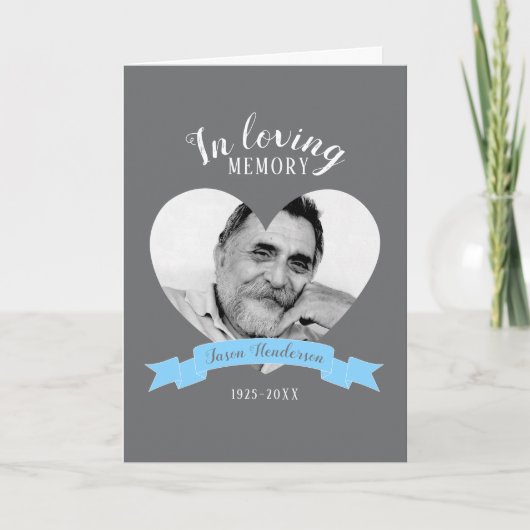 Memorial service foto blauw lint programma (Voorkant)