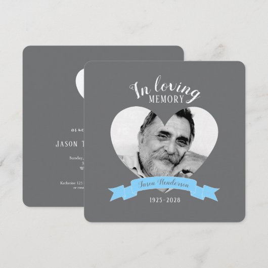 Memorial Service: foto blauwe lintbegrafenis nodig Kaart (Voorkant / Achterkant)