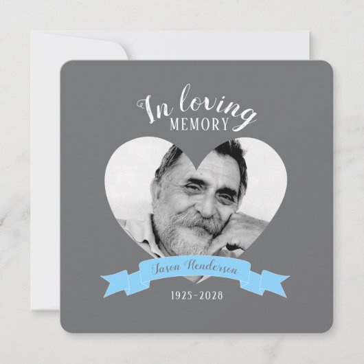 Memorial Service: foto blauwe lintbegrafenis nodig Kaart (Voorkant)