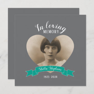 Memorial Service foto blauwgroen ribbon begrafenis Kaart