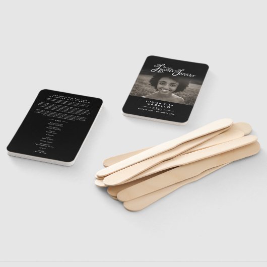 Memorial service foto harten zwart programma fans handwaaier (Niet-gemonteerd)