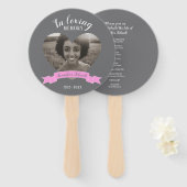 Memorial service foto roze lint programma fans handwaaier (Voorkant en achterkant)