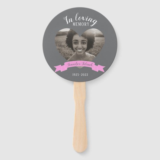 Memorial service foto roze lint programma fans handwaaier (Voorkant)