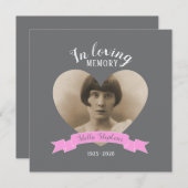 Memorial Service foto roze lintbegrafenis nodigt u Kaart (Voorkant / Achterkant)