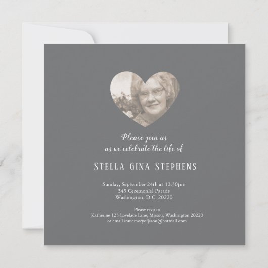 Memorial Service foto roze lintbegrafenis nodigt u Kaart (Achterkant)