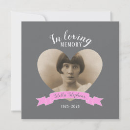 Memorial Service foto roze lintbegrafenis nodigt u Kaart