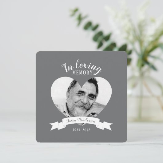 Memorial Service foto White Ribbon Memory nodigt u Kaart (Staand voorkant)