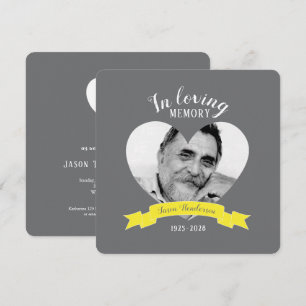 Memorial Service: foto yellow ribbon nodigt uit Kaart