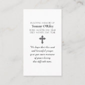 Memorial Service Funeral Card with Cardinal Bird Visitekaartje (Achterkant)