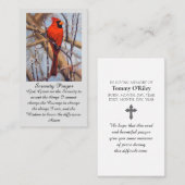Memorial Service Funeral Card with Cardinal Bird Visitekaartje (Voorkant / Achterkant)