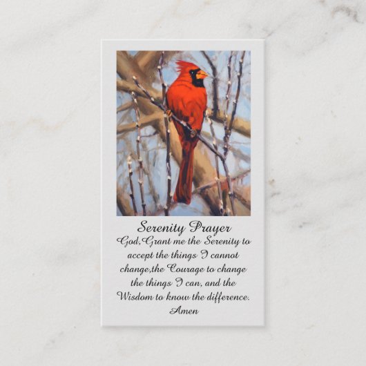 Memorial Service Funeral Card with Cardinal Bird Visitekaartje (Voorkant)