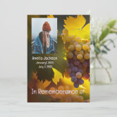 Memorial Service Grapes Vineyard Wine Land Kaart (Staand voorkant)