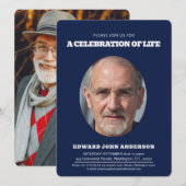 Memorial Service hart ovaal foto blauw wit Kaart (Voorkant / Achterkant)