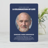 Memorial Service hart ovaal foto blauw wit Kaart (Staand voorkant)