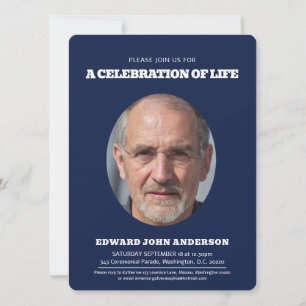 Memorial Service hart ovaal foto blauw wit Kaart