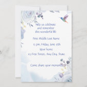 Memorial Service Hummingbird Blue Rozen Kaart (Achterkant)