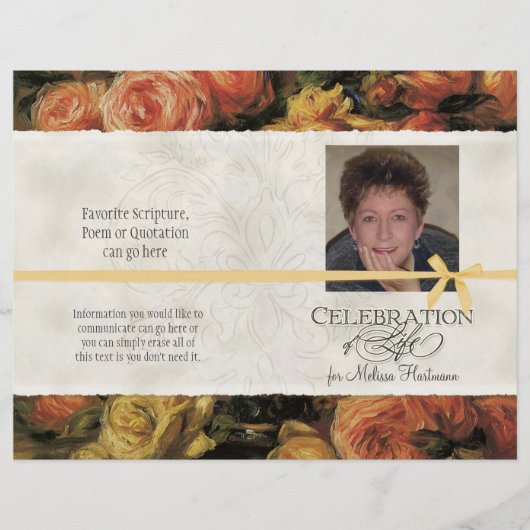 Memorial Service impressionist koraal geel rose 2 (Voorkant)