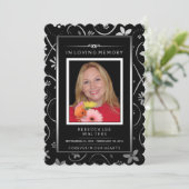 Memorial Service Invitation - Black & White Floral Kaart (Staand voorkant)
