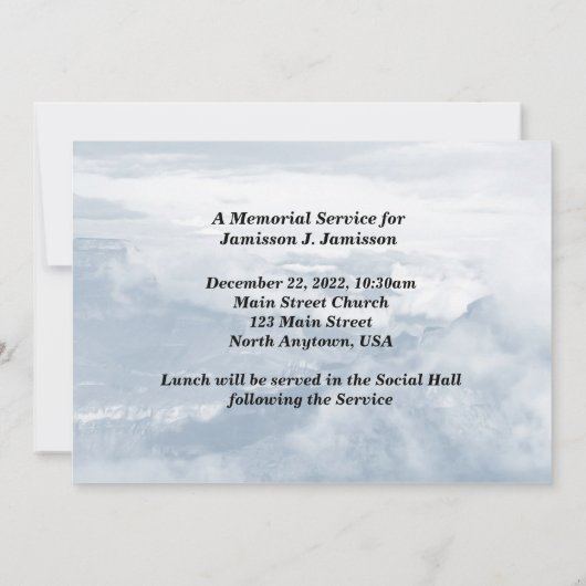 Memorial Service Invitation, Canyon Clouds Kaart (Achterkant)