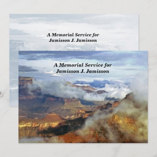 Memorial Service Invitation, Canyon Clouds Kaart (Voorkant / Achterkant)