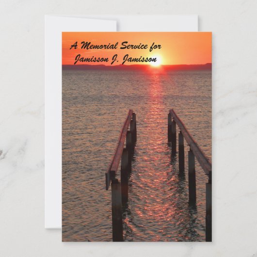 Memorial Service Invitation, Dock Pier Sunset Kaart (Voorkant)