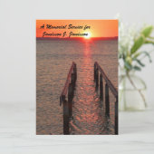 Memorial Service Invitation, Dock Pier Sunset Kaart (Staand voorkant)