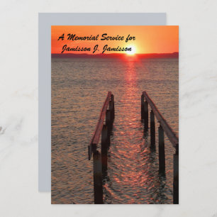 Memorial Service Invitation, Dock Pier Sunset Kaart