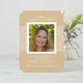 Memorial Service Invitation - Elegant Gold & White Kaart (Staand voorkant)