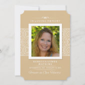 Memorial Service Invitation - Elegant Gold & White Kaart (Voorkant)