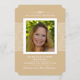 Memorial Service Invitation - Elegant Gold & White Kaart