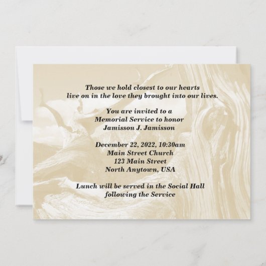 Memorial Service Invitation Mountain, Tree Custom Kaart (Achterkant)