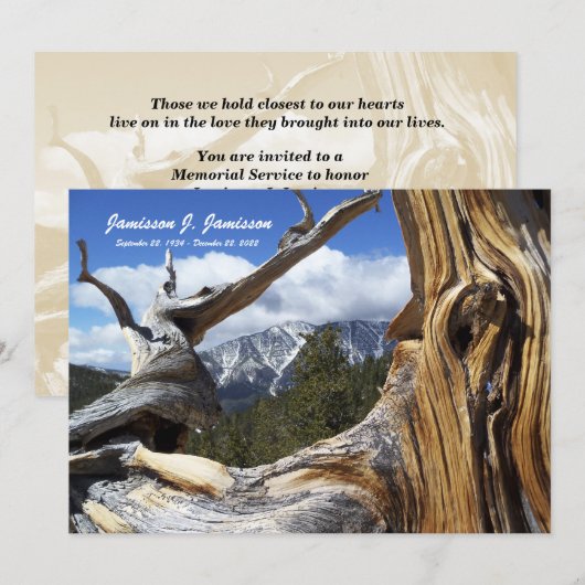 Memorial Service Invitation Mountain, Tree Custom Kaart (Voorkant / Achterkant)