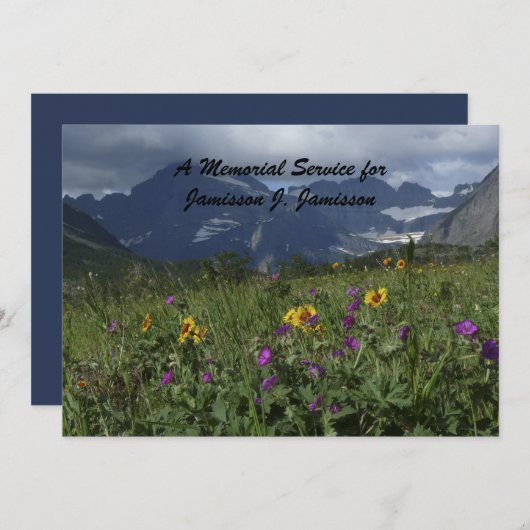 Memorial Service Invitation Mountain Wildbloemen Kaart (Voorkant / Achterkant)