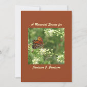 Memorial Service Invitation, Oranje vlinder Kaart (Voorkant)