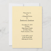 Memorial Service Invitation, Oranje vlinder Kaart (Achterkant)