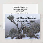 Memorial Service Invitation Winter Tree Snow Kaart (Voorkant / Achterkant)