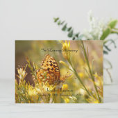 Memorial Service Invitation, Yellow Butterfly Kaart (Staand voorkant)