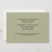 Memorial Service Invitation, Yellow Butterfly Kaart (Achterkant)